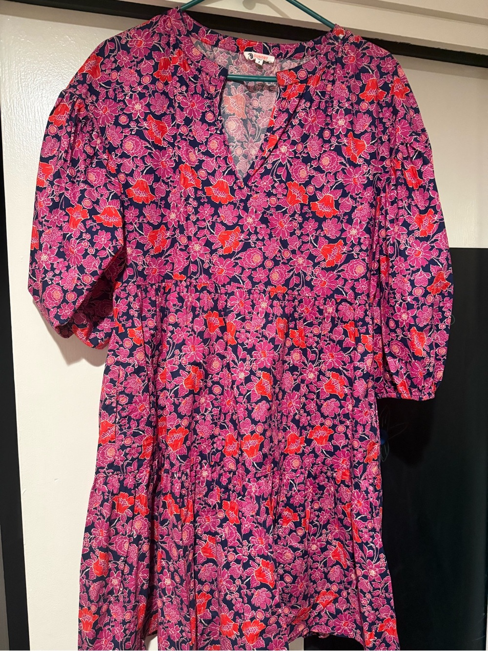 Sundry for Evereve Women's Pink Floral Tiered Summer Dress - Picture 3 of 4
